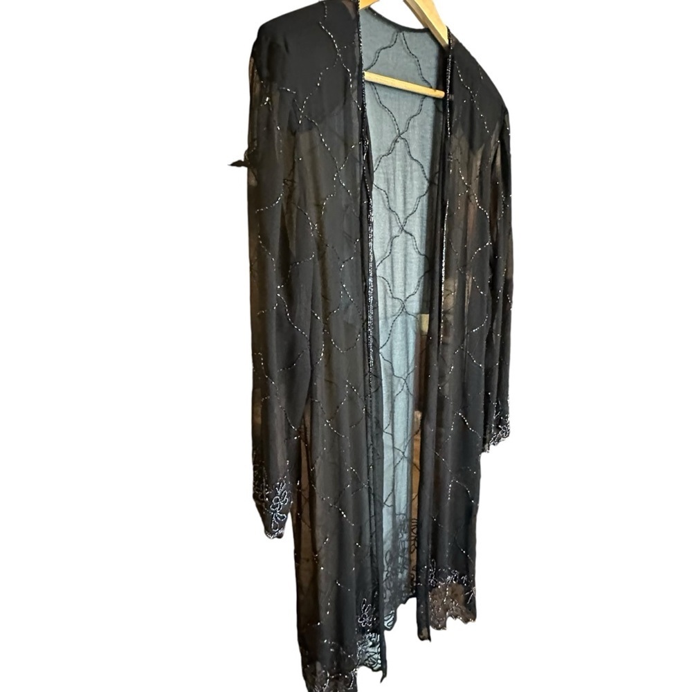 Bohemian, Black, Sheer & Beaded, Long Sleeve Cover Up - Picture 11 of 16